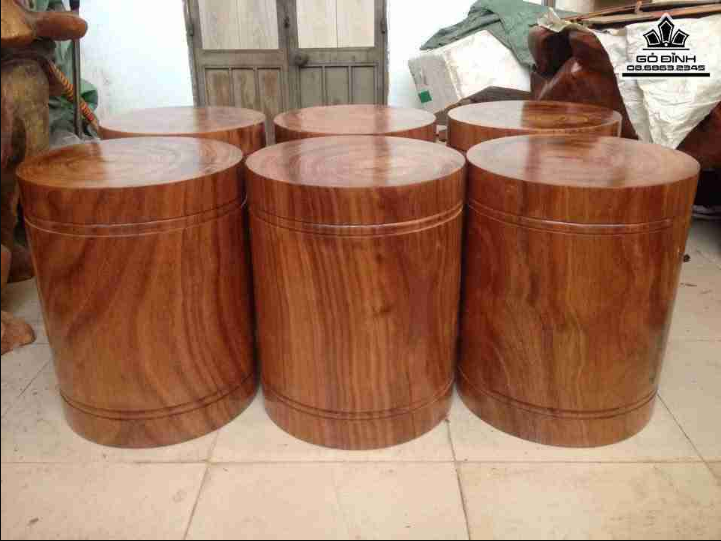 Bộ 6 Đôn Gỗ Gõ Đỏ Vàng Gia Lai