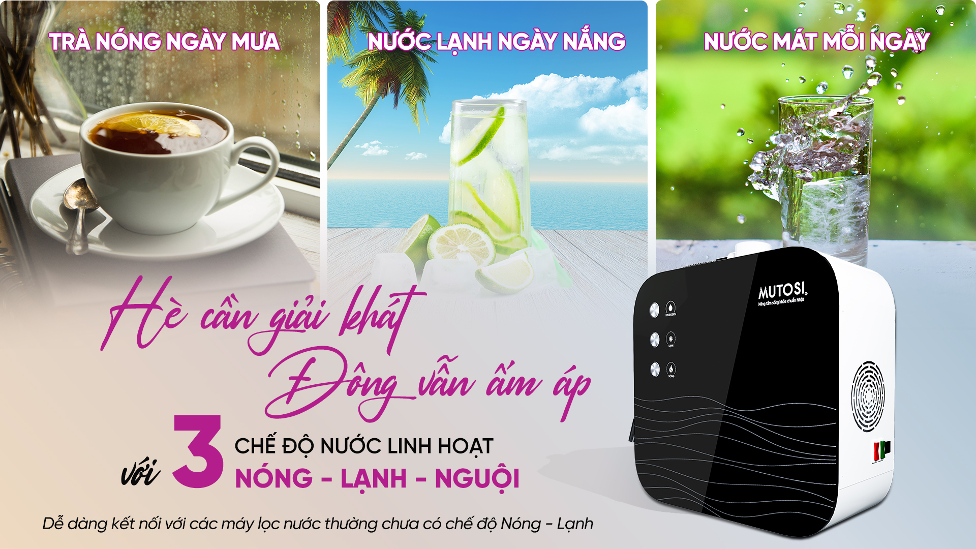 Máy nước nóng lạnh Mutosi MD-188H cung cấp đến 3 chế độ nước