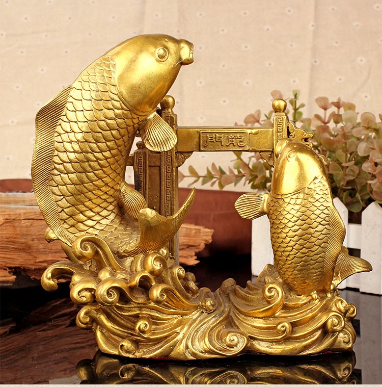 Tượng linh vật phong thủy cá chép vượt vũ môn hóa rồng bằng đồng thau cỡ  đại - cachepvumondai